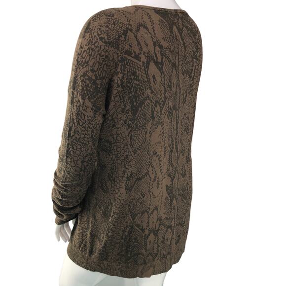 BCBG Womens Size Large Knit Tunic Top Reptile Print Oversized Cotton Modal Blend - Picture 6 of 16